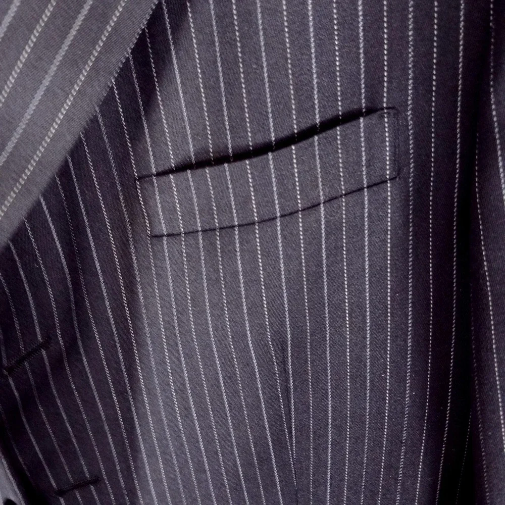 Jones‎ New York Mens 42R Wool Pinstripe Blazer Jacket Navy Stripe Classic Y2K